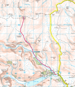 Route map for Mount Keen