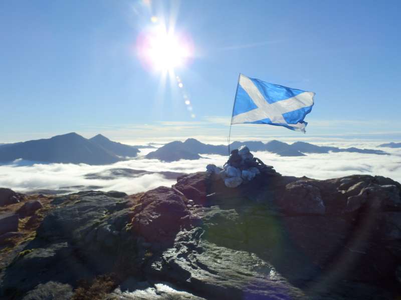 Beinn Challuim Summit with Saltire