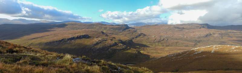 Loch Hope is just below the ridge. This is looking westwards. 